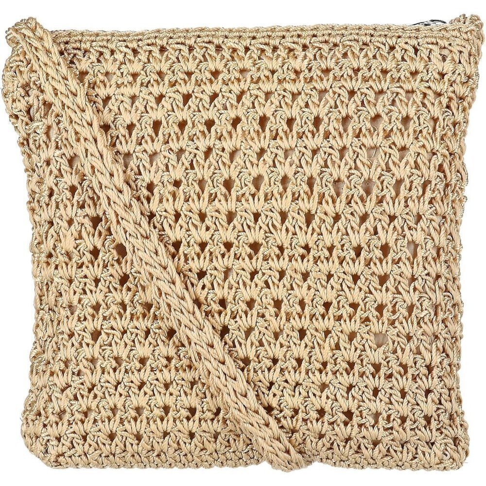Women's Crochet Crossbody Handbag Small Zippered Pocket Card Slots Nylon Lining